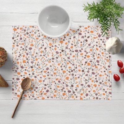 Biante bavlna prostírání Sandra SA-720 Oranžovo-hnědo-béžové drobné květiny na smetanovém 30x40 cm – Hledejceny.cz