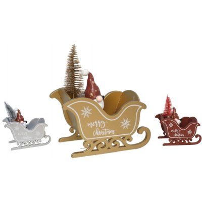 Euro Habitat Vánoční dekorace Sáňky s trpaslíkem a stromečkem 13x6,5x14cm – Hledejceny.cz