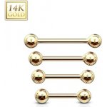 Šperky4U zlatý piercing do jazyka tyčka ZL01105-1206-YG – Zboží Dáma
