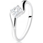 Šperky eshop Stříbrný zásnubní prsten 925 čtverec ze zirkonů mezi rameny S68.02 – Zboží Mobilmania