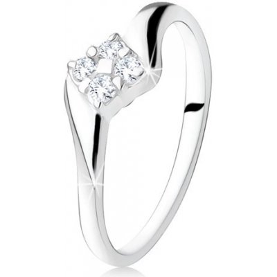 Šperky eshop Stříbrný zásnubní prsten 925 čtverec ze zirkonů mezi rameny S68.02 – Zboží Mobilmania