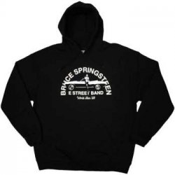 Bruce Springsteen Unisex Pullover Hoodie: Tour '23 Leaning Car back Print & Ex-tour
