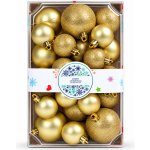 Garden Real Zlaté vánoční baňky 26 ks, 4–6 cm – matné a třpytivé – Hledejceny.cz