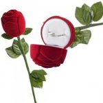 Šperky4U Dárková krabička na prsten - růže na stonku, barva červená KR0029-RD