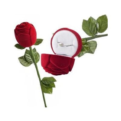Šperky4U Dárková krabička na prsten - růže na stonku, barva červená KR0029-RD – Zbozi.Blesk.cz