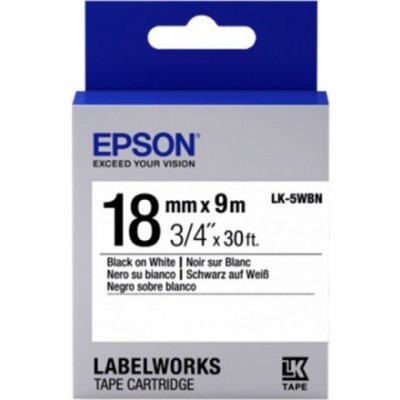 Epson Pokladní Systémy EPSON POKLADNÍ SYSTÉMY Epson Label Cartridge Standard LK-5WBN Black/White 18mm (9m), C53S655006 – Zboží Mobilmania