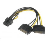 AKASA Adaptér napájecí na 6+2pin PCIe (2xSATA male power to a 6+2pin PCIe female connector) – Zboží Živě