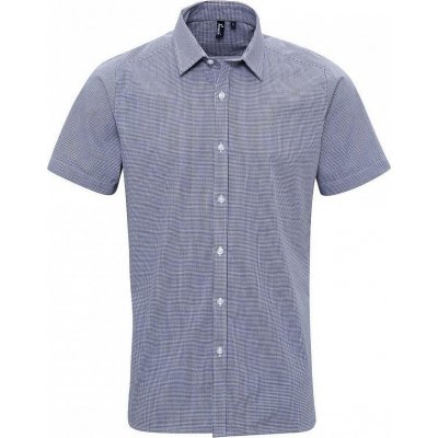 Premier Workwear pánská popelínová košile gingham s drobným kostkovaným vzorem PW221 modrá námořní bílá