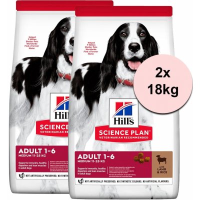 Hill’s Science Plan Adult 1-6 Medium Lamb & Rice 2 x 18 kg