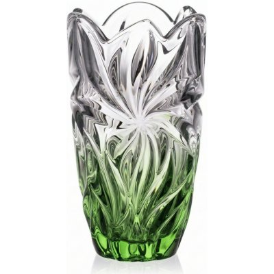 Aurum Crystal KŘISTÁLOVÁ VÁZA BOHEMIA FLORA GREEN GRADIENT 280 MM – Hledejceny.cz