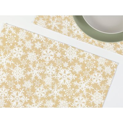 Dreamy Linens Vánoční prostírání bavlněné béžové Vločky 35x45cm – Zboží Dáma