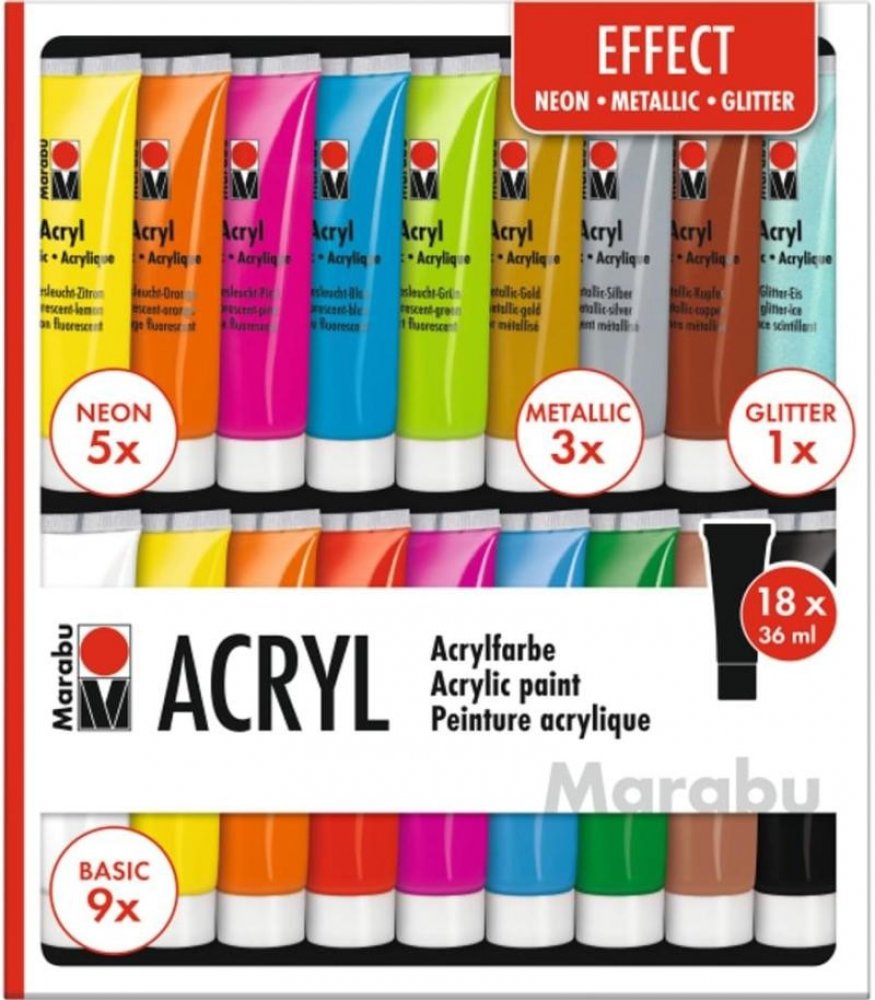 Marabu akrylová barva EFFECT 18 x 36 ml | Srovnanicen.cz