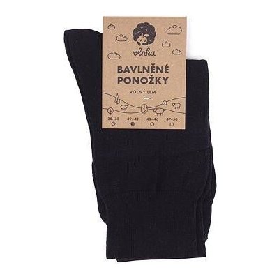 Vlnka Bavlněné ponožky s volným lemem černá