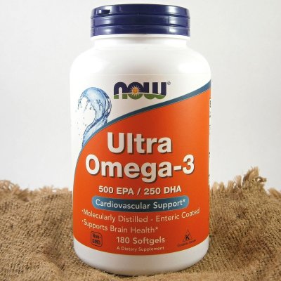 Now Foods Ultra Omega-3 Rybí olej 500 EPA + 250 DHA x 180 softgel kapslí