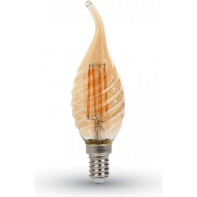 V-tac Jantarová LED filament twist svíčka E14 4W plamen – Zboží Mobilmania