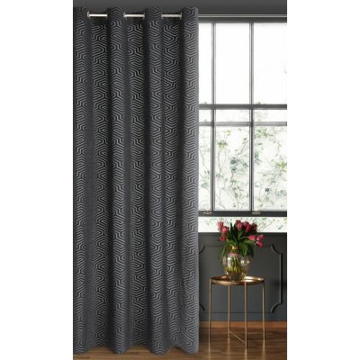 Pierre Cardin ZÁVĚS NA KROUŽCÍCH PIERRE CARDIN INGA 140X250 CM ČERNÁ – Hledejceny.cz