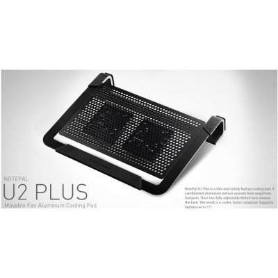 Cooler Master Coolermaster chladicí ALU podstavec NotePal U2 PLUS pro NTB 12-17" black, 2x8cm fan R9-NBC-U2PK-GP – Zboží Mobilmania