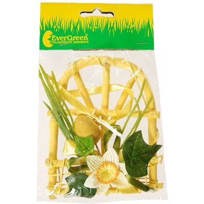 H+H Dekorace závěsná dřevěný rámeček okno s přízdobou, výška 12 cm 385032 – Zboží Dáma