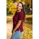 Jsem máma Bavlněné kojicí tričko se skrytými zipy bordó – Sleviste.cz