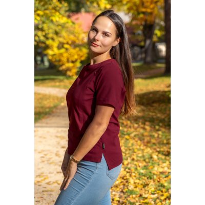 Jsem máma Bavlněné kojicí tričko se skrytými zipy bordó – Sleviste.cz