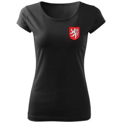 DRAGOWA dámské tričko malý barevný Český znak černá