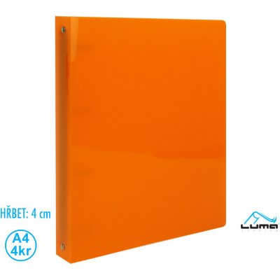 LUMA Pořadač A4 40 mm 4 kroužkový oranžový – Zboží Živě