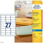 Avery Zweckform Adresní etikety QuickPEEL 25 listů A4 transparentní 63,5 x 29,6 mm pro inkoust J4721-25 – Hledejceny.cz
