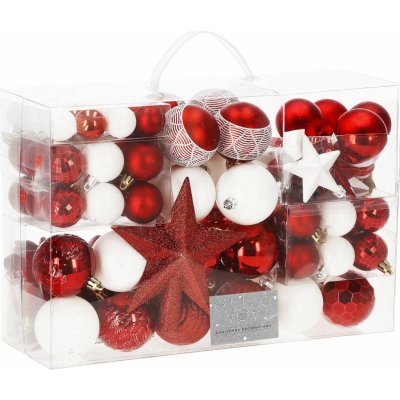 SPRINGOS Maxi 105 dílná sada vánočních ozdob červeno-bílá – Zbozi.Blesk.cz