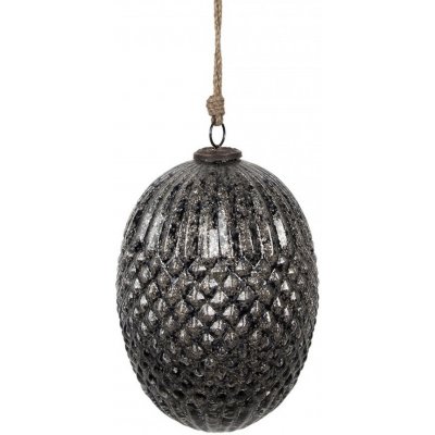 Clayre & Eef Černá skleněná vánoční ozdoba L - Ø 17*25 cm – Hledejceny.cz