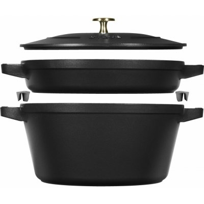 Staub Sada 2v1: litinový hrnec a pánev s poklicí, 24 cm, černá 1010877 – Sleviste.cz