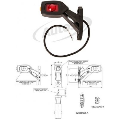 Výchozí Svítilna poziční - tykadlo l 12v/24v led č/b/o, kabel 0,4m 0181095_A, , , – Hledejceny.cz