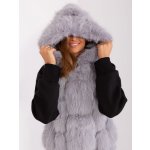 Italy Moda chlupatá vesta s kapucí at-kz-2379.96p grey – Zboží Dáma