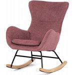 Autronic AK-376 WT2 Křeslo houpací potah bílá látka dřevěné nohy masiv kaučukovník – Zboží Dáma