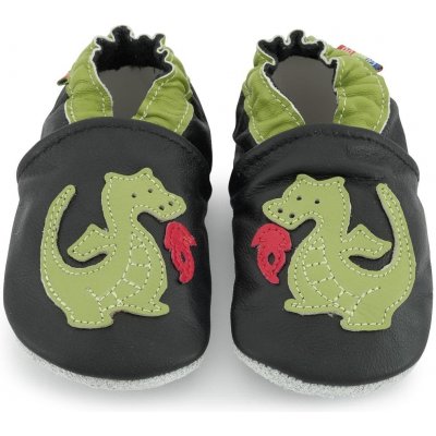 Carozoo Kožené capáčky s koženou podrážkou dráček Černá – Zbozi.Blesk.cz