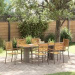 Omaxi 455703 Zahradní jídelní souprava 7 pcs Šedá 190 x 80 x 75 cm polyratan – Hledejceny.cz