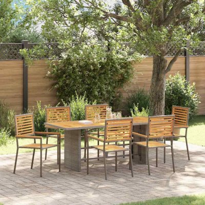 Omaxi 455703 Zahradní jídelní souprava 7 pcs Šedá 190 x 80 x 75 cm polyratan – Hledejceny.cz