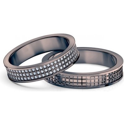 Savicki Snubní prsteny černé zlato ploché diamanty SAV OBR M5 D CZ – Zboží Mobilmania