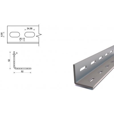 Děrovaný L profil pozinkovaný 52x52x3 – Sleviste.cz