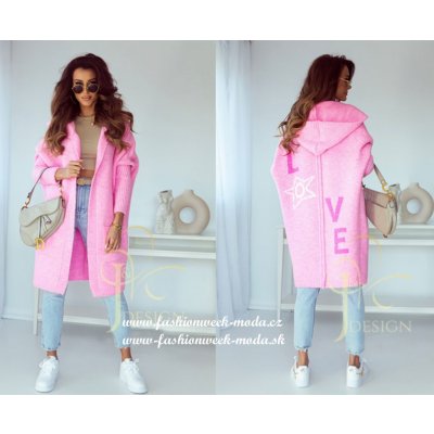 Fashionweek Dámský luxusní pletený kabát,cardigan s kapucí Z-LOVE růžová candy pink