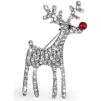 Brož s broušenými kamínky sob Varianta: 1 stříbrná červená, Balení: 1 ks – Zboží Mobilmania