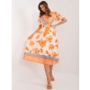 Dámské šaty ITALY MODA Smetanově oranžové květované midi šaty s páskem dhj-sk-11331-5.19-orange