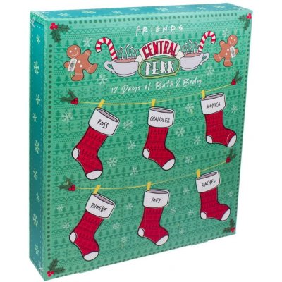 CurePink Adventní kalendář Friends|Přátelé: Set 12 dárečků do koupelny 35 x 22 x 5 cm – Zboží Dáma