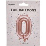 Balón foliový číslice RŮŽOVO ZLATÁ ROSE GOLD 0 35 cm NELZE PLNIT HELIEM – Hledejceny.cz