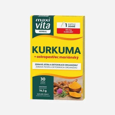 Maxi Vita Herbal Kurkuma a ostropestřec mariánský 6 x 30 kapslí – Hledejceny.cz