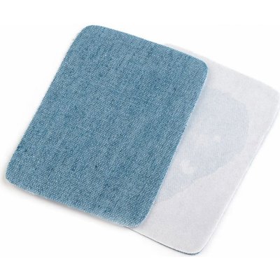Stoklasa Klasická nažehlovací záplata modrá jeans RIFLOVÁ, textilní bavlněná 740371/2, jednobarevná modrá jeans, 5,3x7,9cm, 10 kusů v balení – Hledejceny.cz