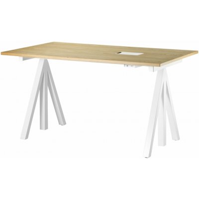 String Polohovací pracovní stůl Works White / Oak 140 x 78 cm – Zboží Mobilmania