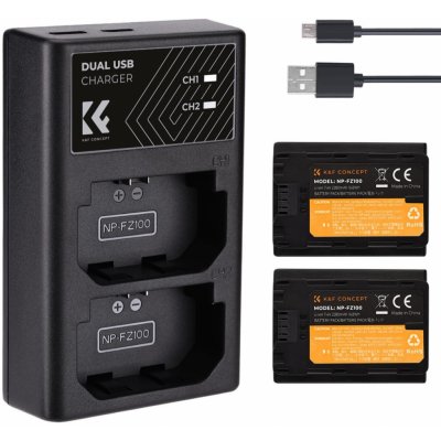 K&F Concept Sada dvou baterií NP-FZ100 a duální nabíječky K&F pro Sony – Zboží Mobilmania
