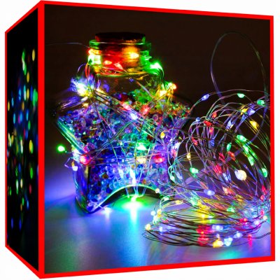 MAXY Dekorativní vánoční vniřní osvětlení- napájení 3xbaterie AA drát s 100 mikro LED délka 10m vícebarevné LED BR7540