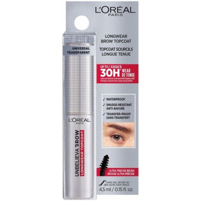 L'Oréal Paris Gel na obočí Unbelievabrow Longwear Topcoat 00 Transparent 4,5 ml