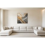 Obraz na plátně – Abstraktní kamenné žilkování v šedé a jantarové 135 × 135 cm – Hledejceny.cz